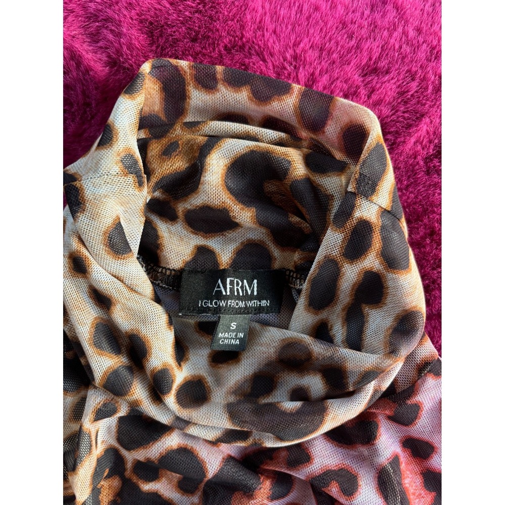 AFRM Shailene Mesh Dress Leopard Floral Print Long Sleeve Small Edgy Sheer Body - Picture 5 of 16